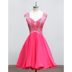 Luxury Shimmering Beading Rhinestone Embellished Short Chiffon Homecoming Dresses