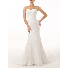Simple Sheath Sweetheart Sleeveless Lace Wedding Dresses with Beading Detail