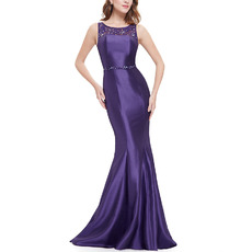 Sexy Mermaid Sleeveless Taffeta Evening Dresses with Lace Top and Beaded Detail