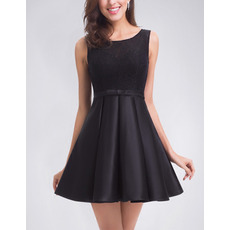 A-Line Sleeveless Short Satin Homecoming/ Little Black Dress