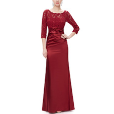 Couture Floor Length Asymmetrical Pleated Mother Gowns for Wedding Party with 3/4 Length Sleeves