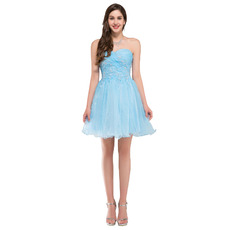 Sweet Sweetheart Mini/ Short Organza Homecoming Dresses with Beading Appliques Bodice