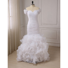Modern Pleated Bodice Organza Wedding Dresses with Breathtaking Layered Skirt