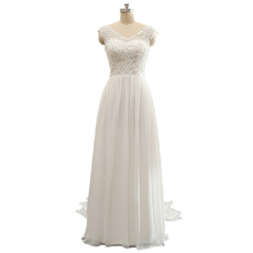 Stunning Illusion V-Neck Chiffon Wedding Dresses with Beading Embellished Bodice