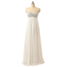 Empire Sweetheart Floor Length Chiffon Wedding Dresses with Sequined Beaded Bust