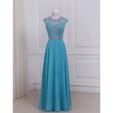 Gorgeous Crystal Beading Full Length Chiffon Evening/ Prom/ Formal Dresses With Daring Open Back