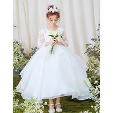 Gorgeous Ball Gown Ankle Length Organza Flower Girl Dresses with Layered Draped High-Low Skirt