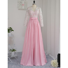 Discount V-Neck Floor Length Prom/ Formal Dresses with Long Sleeves for Women