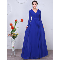 Simple Elegance Pleated Chiffon Mother Wedding Dresses with Long Sleeves