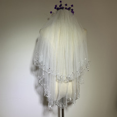 2 Layers Fingertip-Length Tulle with Sequin Wedding Veils