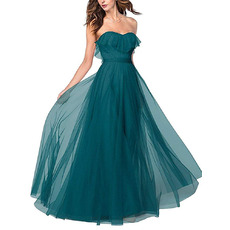 Discount A-Line Ruffled Sweetheart Long Length Tulle Bridesmaid Dresses
