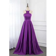 Simple and Chic Spaghetti Straps Satin Evening Dresses with Pleated Skirt