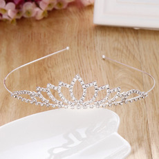 Stylish Crystals Lotus-inspired Silver First Communion Flower Girl Tiara/ Wedding Headpiece
