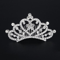 New design Princess Crystals Heart-inspired Silver First Communion Flower Girl Tiara Comb