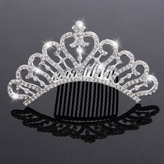 New Design Crystals Heart-inspired  Silver First Communion Flower Girl Tiara Comb