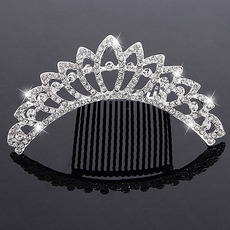 Stylish New Design Crystals Silver First Communion Flower Girl Tiara Comb