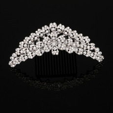 New Design Delicate Crystal Floral Pearl Silver First Communion Flower Girl Tiara Comb