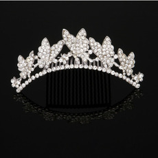 Beautiful Delicate Crystal Floral Pearl Silver First Communion Flower Girl Tiara Comb