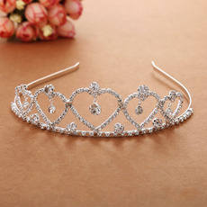 lovely Crystal Heart-inspired Silver First Communion Flower Girl Tiara/ Wedding Headpiece