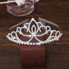 Graceful Sparkly Crystal Lotus-inspired Silver First Communion Flower Girl Tiara/ Wedding Headpiece
