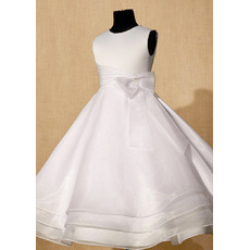 Affordable Ball Gown Satin Organza First Communion Dresses with Layered Skirt