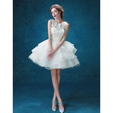 Ravishing Three-Dimensional Floral Mini Wedding Dresses with Tiered Bubble Skirt