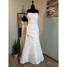 Sweet Asymmetric Ruching Satin Wedding Dress with Beaded Strapless and Waist