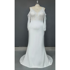 Wonderful Cold Shoulder Lace Plus Size Boho Wedding Dresses with Flutter Sleeves