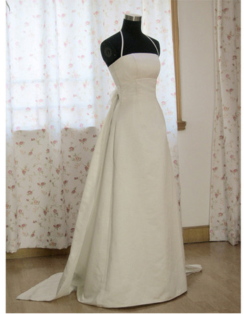 Classic A-Line Shoulder Strap/ Court train Satin Organza Wedding Dress