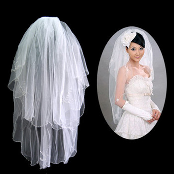 2 Layers Tulle Wedding Veil with Beading
