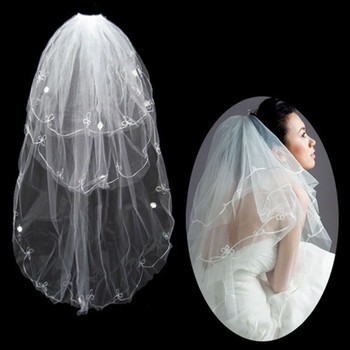 3 Layers Tulle Wedding Veil with Embroidery