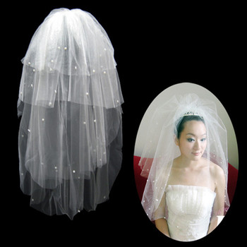 4 Layers Tulle Wedding Veil with Beading