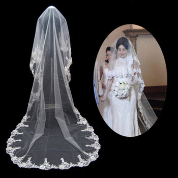 1 Layer Tulle Wedding Veil with Embroidery
