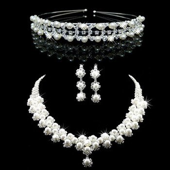 Popular Crystal Earring Necklace Tiara Set Wedding Bridal Jewelry Collection