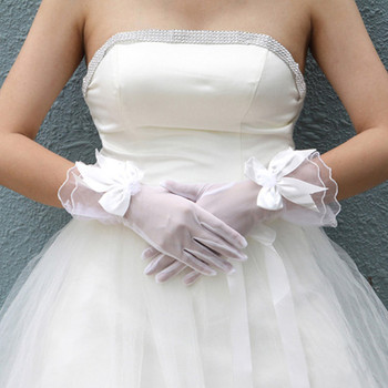 Tulle Wrist Wedding Gloves with Bowknot