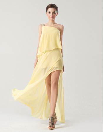 Designer Sheath/Column One Shoulder Floor Length Chiffon Bridesmaid Dresses
