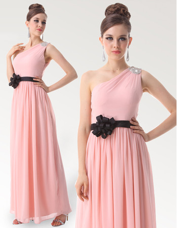 Excellent Sheath/ Column One Shoulder Ankle Length Chiffon Bridesmaid Dresses for Spring Wedding