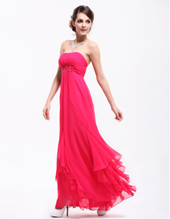 Romantic A-Line Strapless Chiffon Beading Ankle Length Evening/ Prom ...