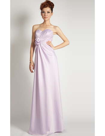 Discount Empire Column Sweetheart Satin Evening Dresses with 3D Flowers at Waist