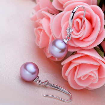 Beautiful White/ Pink/ Purple 8 - 8.5mm Freshwater Round Pearl Earring Set