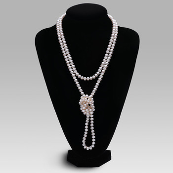 Elegant White 8 - 9mm Freshwater Off-Round Pearl Necklace