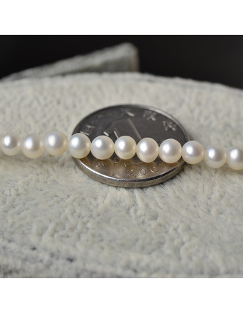 Inexpensive Classic White 3 - 4mm Freshwater Off-Round Pearl Necklaces