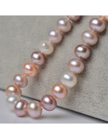 Inexpensive Multicolor 8 - 9mm Freshwater Off-Round Pearl Necklaces
