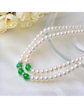 Inexpensive Red/ Green 7 - 8mm Freshwater Off-Round Pearl Necklaces
