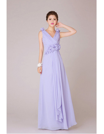 Discount V-Neck Chiffon Floor Length A-Line Bridesmaid Dresses