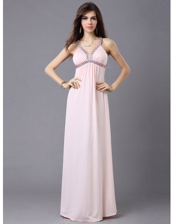 Sexy Column/ Sheath Wide Straps Evening Dresses with Beading Empire Waist