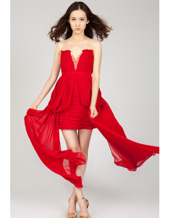 Sexy Illusion Sweetheart Neckline Chiffon Evening Party Dresses with All-over Ruched
