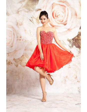 Shimmers Brilliantly Crystal Beading Embellished Mini Organza Homecoming Party Dresses