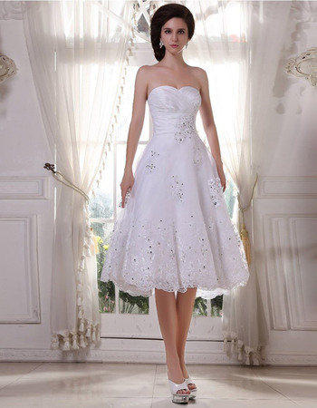 Gorgeous A-Line Sweetheart Short Wedding Dresses with Shimmering Crystal Beading
