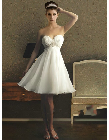 Affordable Sweetheart Empire Short Chiffon Wedding Dresses with Beadings Detail